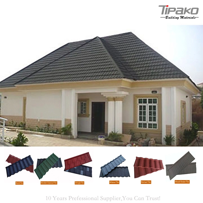 Building Construction Material Milano Type Stone Coated Metal Villa Roof Tile