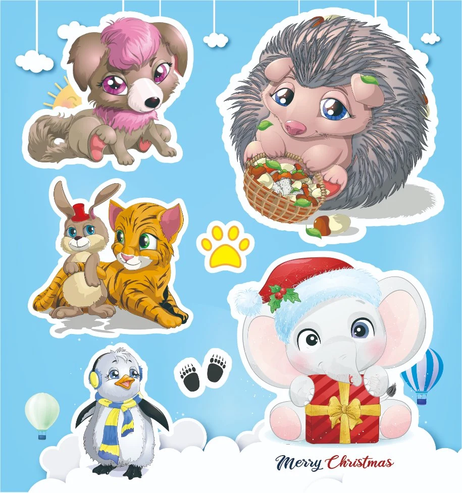 Fabricar papel autocolante Personalizado colorido Cartoon adesivos plásticos decorativos para Crianças