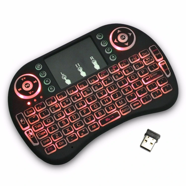 Mini Sticker USB Combo Backlit Fly 2.4G Air Mouse Remote Control Wireless Mouse Keyboard I8