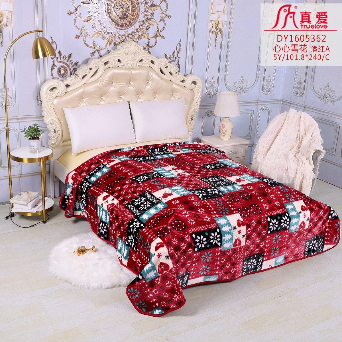 Chine polyester tricoté polaire blanc chaud Nuageux laine douce 1 pli Literie de couverture de luxe coréenne à deux plis avec grand lit king size Raschel Définir