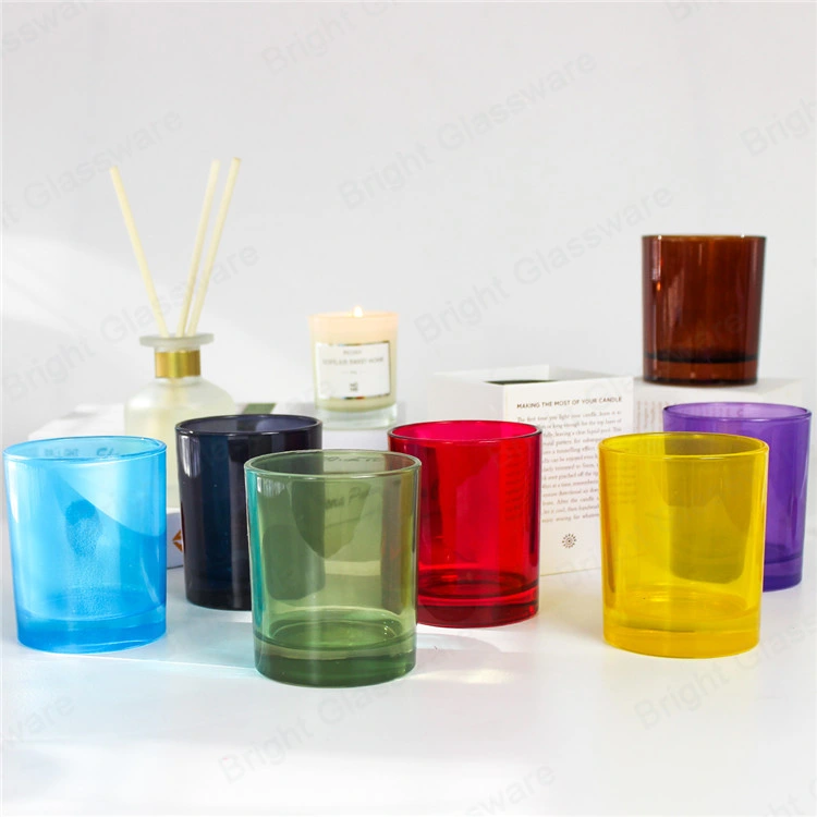 Custom Luxury Colorful 8oz Glass Candle Jar with Metal Lid