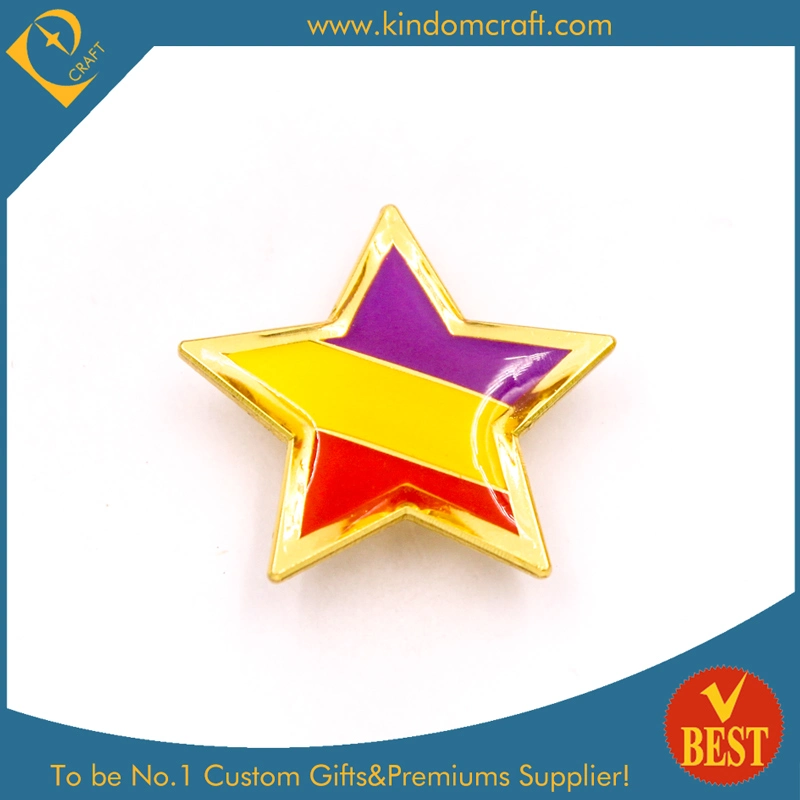 Custom Promotion Gift Star Shape Enamel Metal Gold Lapel Pin
