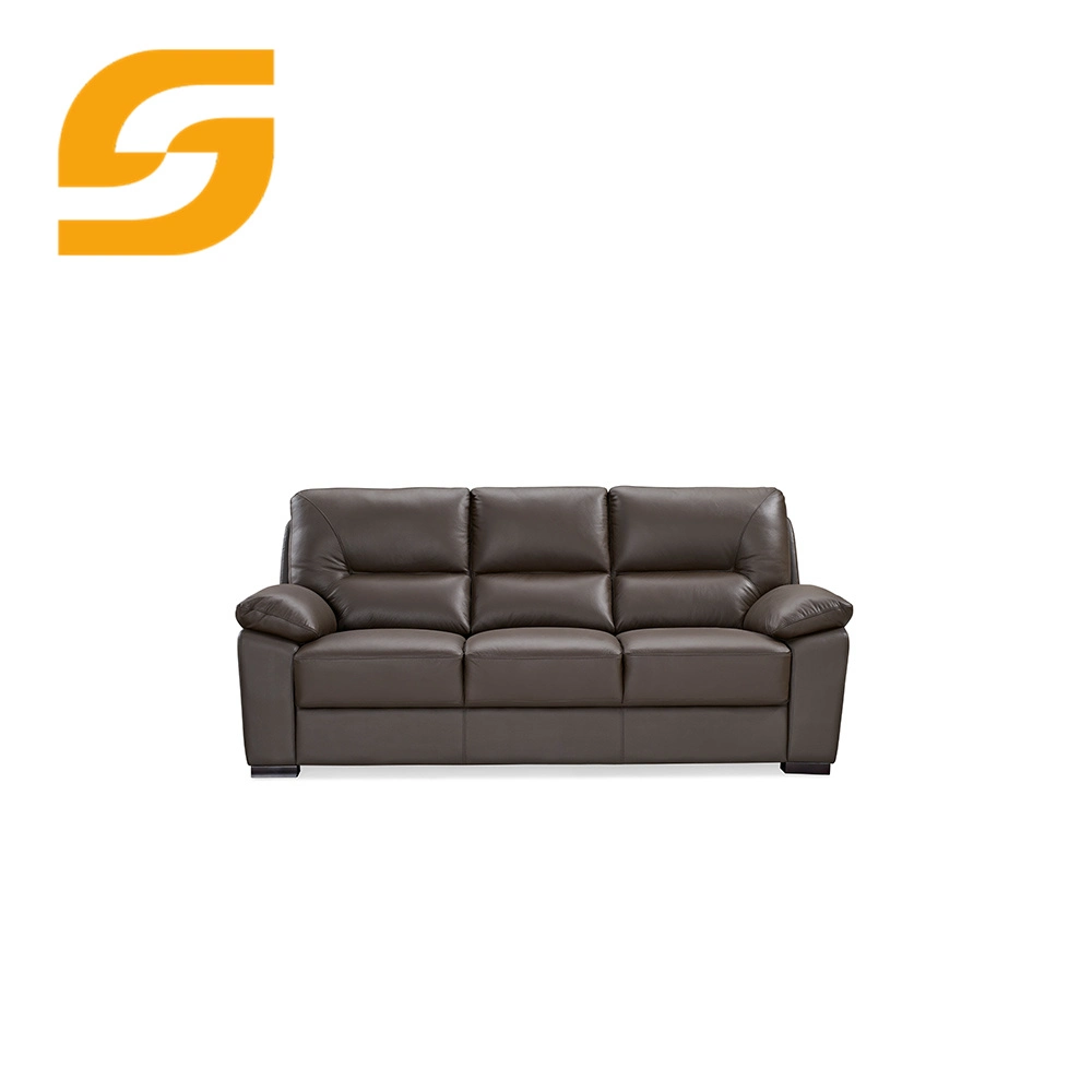 Manufacturer Luxury Genuine Leather Sofa Modern Hotel Home Wooden Living Room Furniture