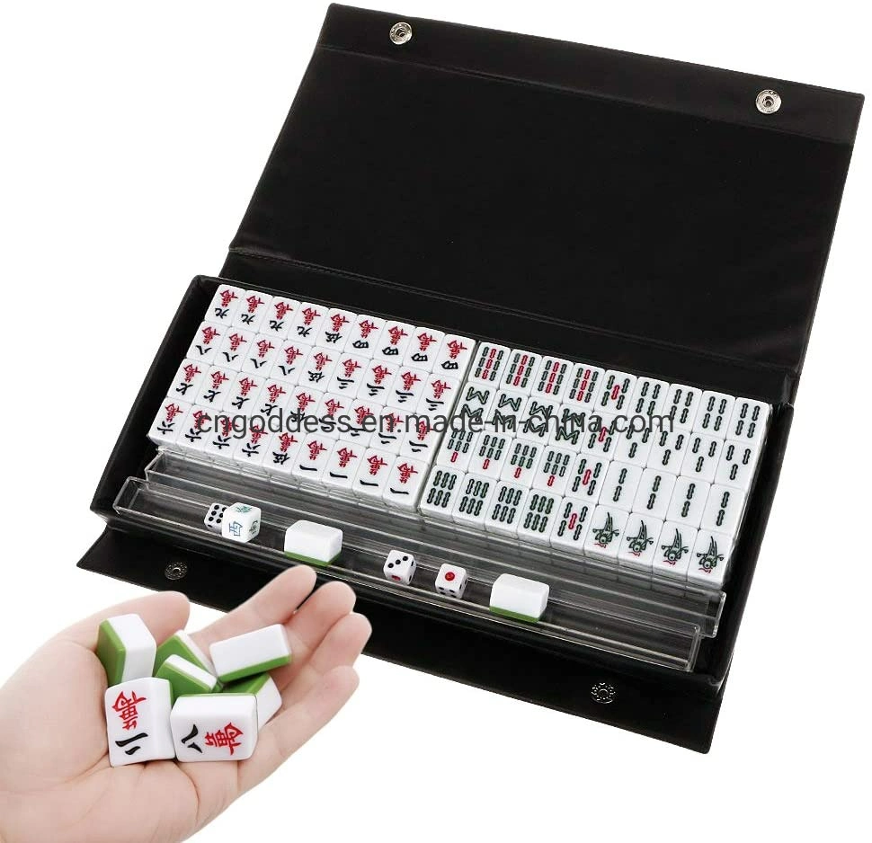 Versión tradicional China Juego Mini Mahjong Set Portable 144 Tiles Material acrílico