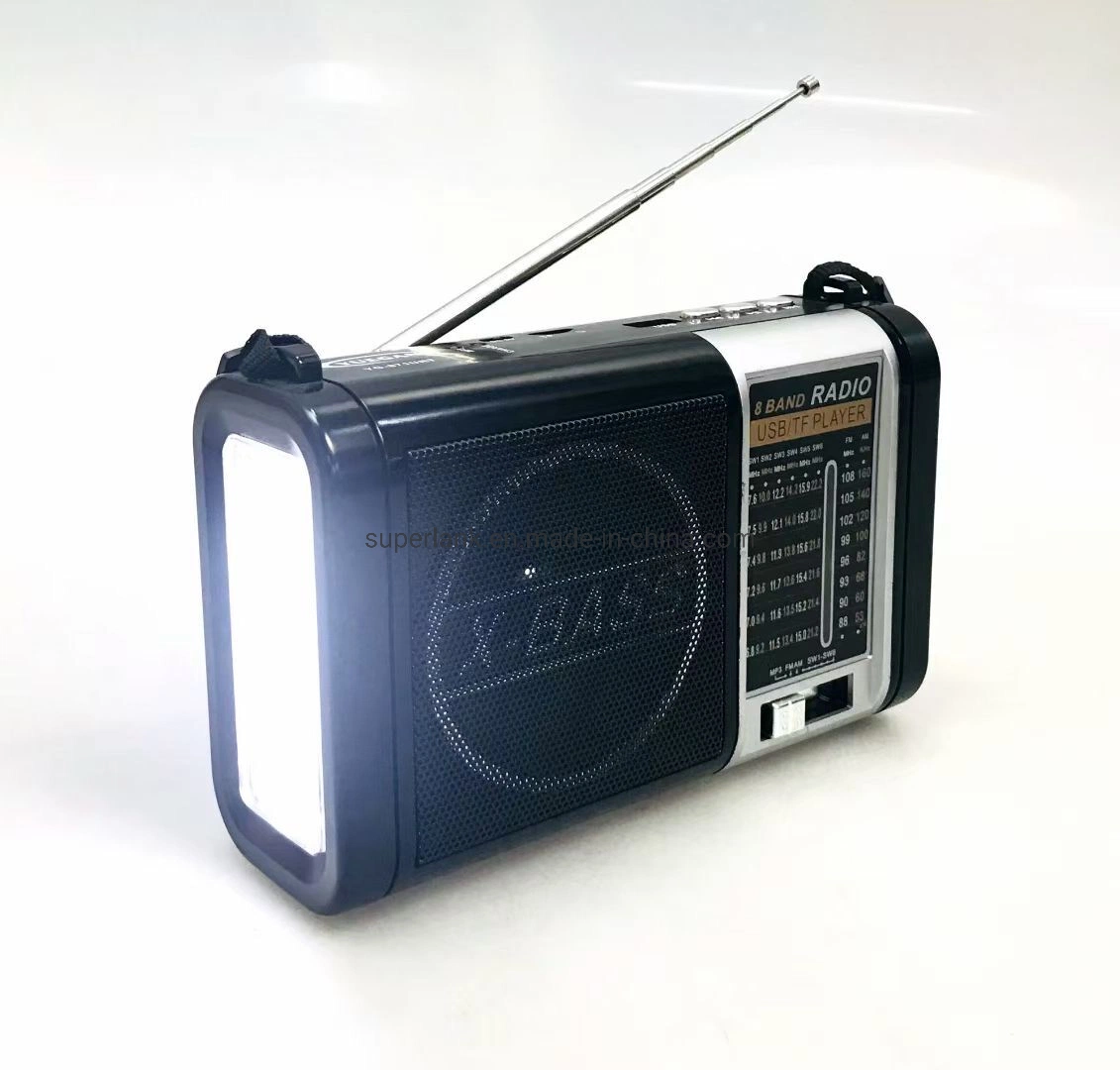 Outdoor Camping Portable Am FM Sw with USB SD Card MP3 Player Bluetooth Function Solar Radio LED Flashlight Yg -871us-Bt