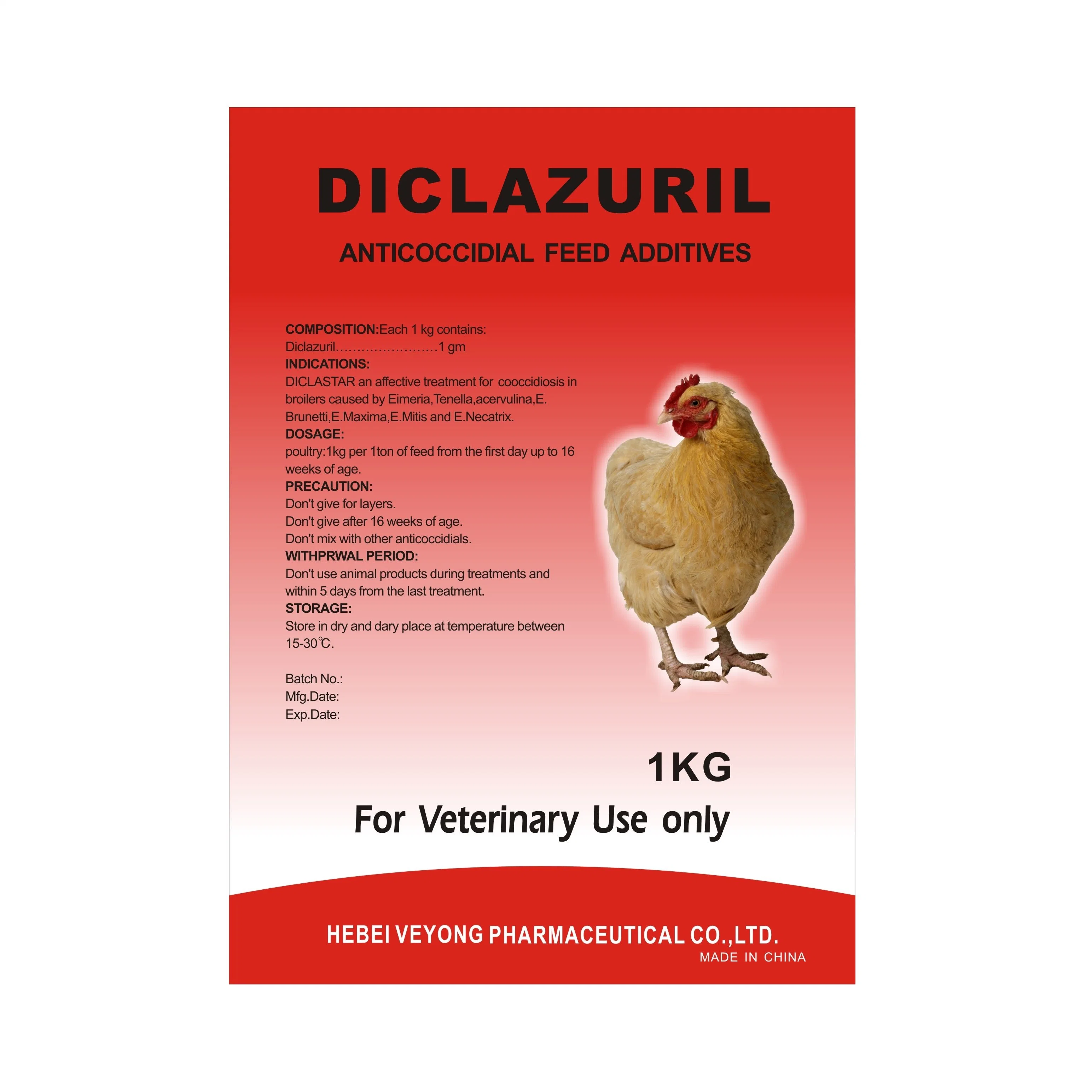 El polvo de alimentación de 0,2% Diclazurilo Premix 0,1% para el uso de pollo