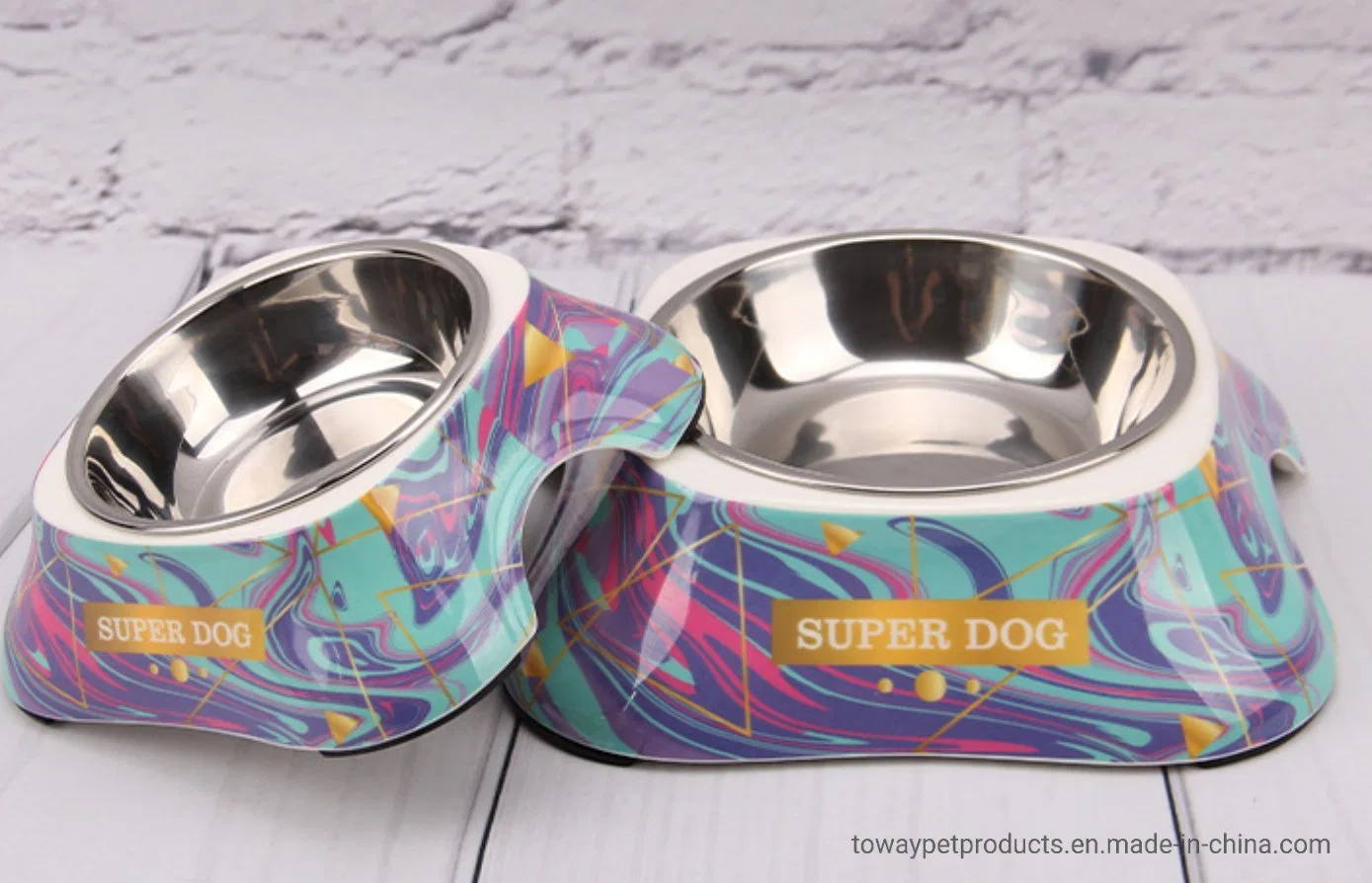 Quality Square Painting Ss Pet Product Dog Cat Luxury Bowls