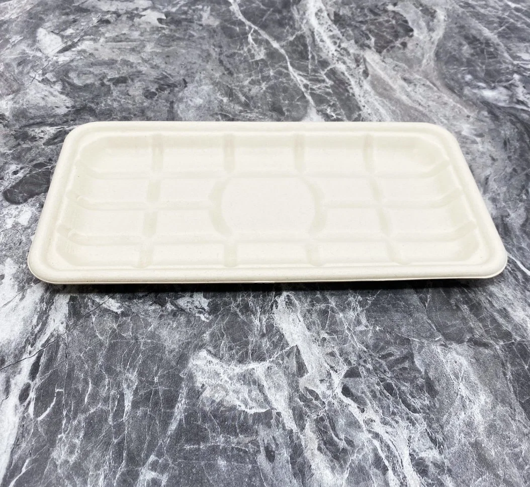 Compostable Pulp Tableware Food Container Biodegradable Square Food Meat Tray