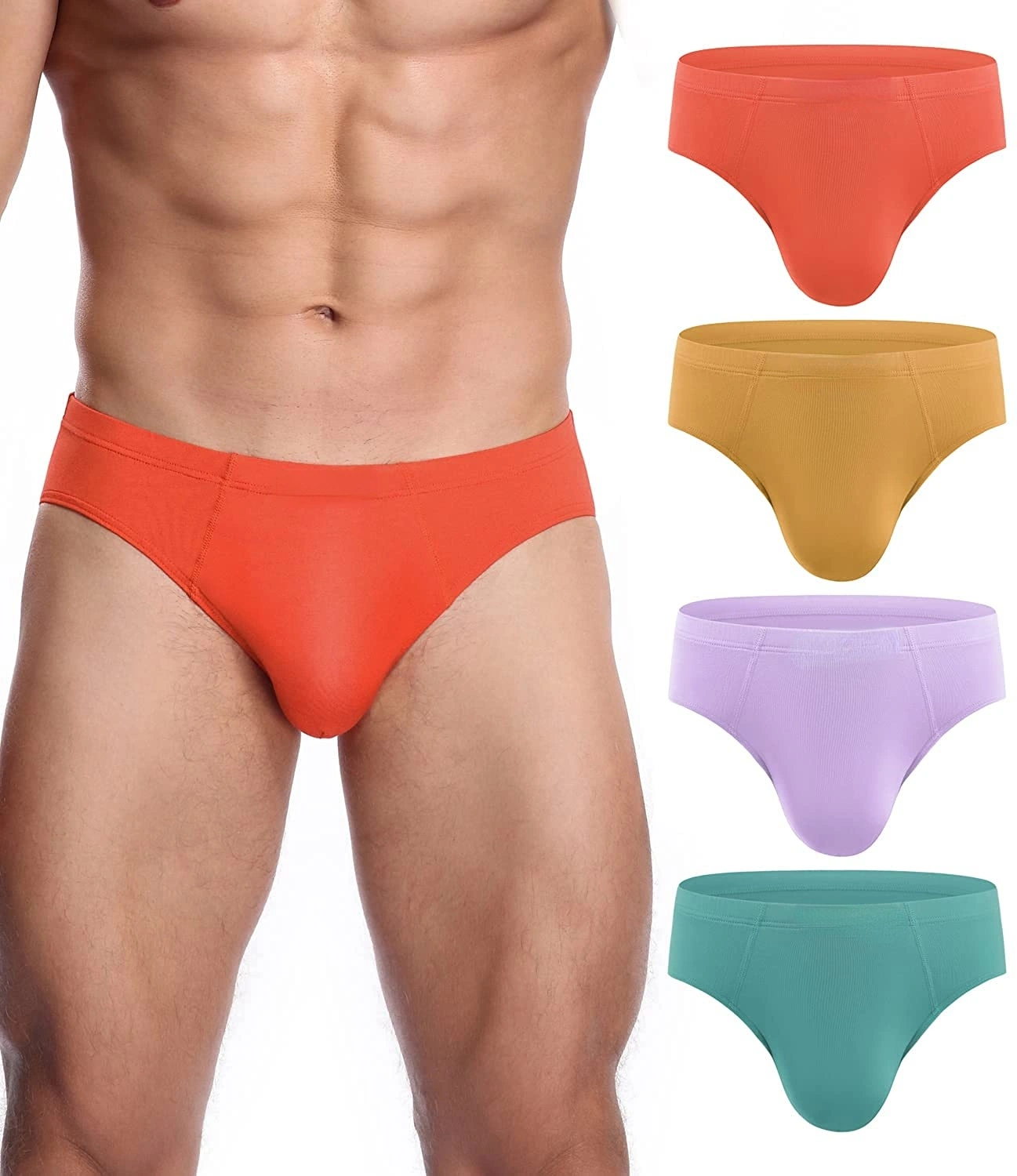 Herren Unterwäsche Modal Microfaser Slip No Fly Bedeckt Bund Silky Unterhose Berühren