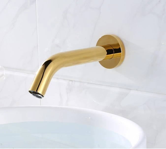 Gold Automatische Sensor Wasser Wasserhahn Wand Montiert Badezimmer Sensor Becken Wasserhahn