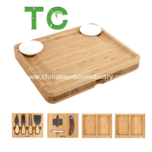 Großhandel/Lieferant Große Wurstwaren Board Set Bamboo Käse Board 4 Seiten Versteckte Schubladen