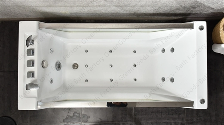 UK Hotel Project White Acrylic Freestanding 1 Person Soaking Rectangle Bath Tub Direct ABS SPA Ozone Massage Bathtub with Faucet