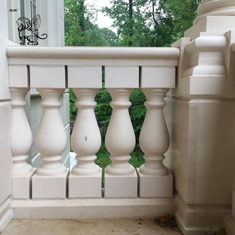 Factory Design Outdoor Villa French Natural Stone Balcony Railing Marble Stair Handrail Balustrade