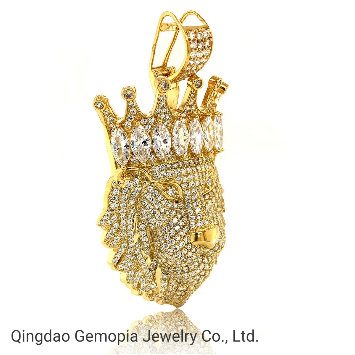 10K 14K Real Gold Hip Hop Crown Lion King Pendant