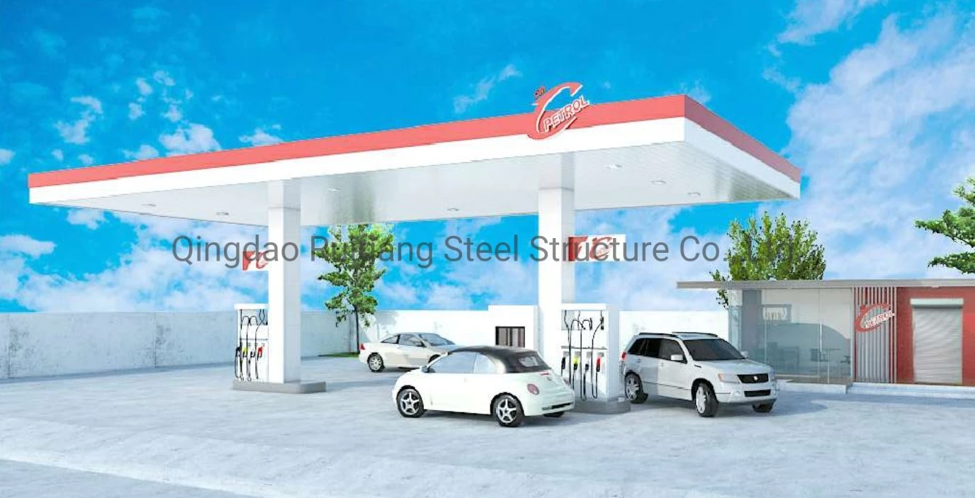 Durable Light Weight Steel Structure Gas Station Canopy