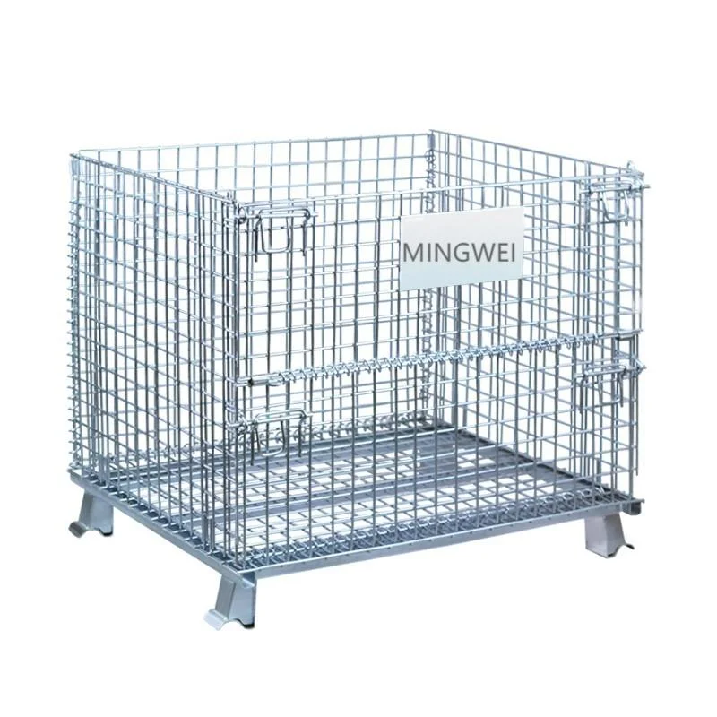 Mingwei Bhk-A29 Metal plegable Contenedor de palets de malla de alambre encajables Stillage Cage