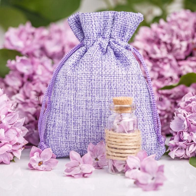 Fashion Light Violet Jute Jewelry Packaging Pouch Bag