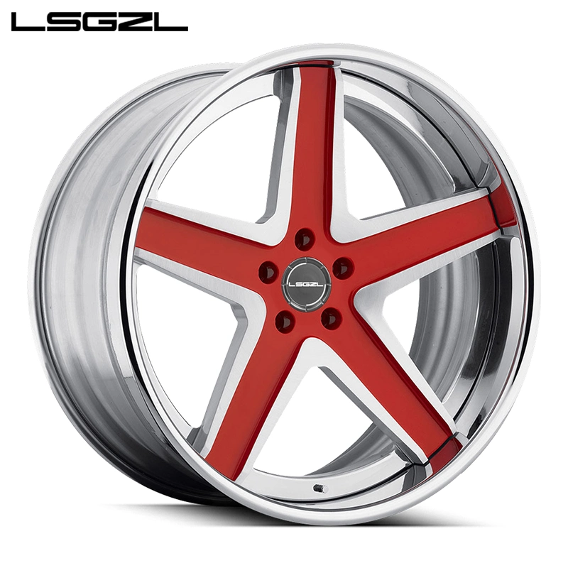 Lsgzl Customize 2 Piece 22 24 26 28 Inch Magnesium Alloy 5X114.3 5X130 Wheel Rim 5 Spokes for Luxury Car