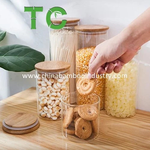 Wholesale/Supplier Kitchen Canisters Glass Food Storage Containers Set, Airtight Food Jars with Bamboo Lids