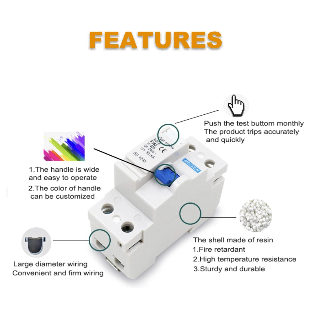 High quality/High cost performance  2p RCCB 10mA 30mA 100mA 2 Phase Residual Current Circuit Breaker ELCB