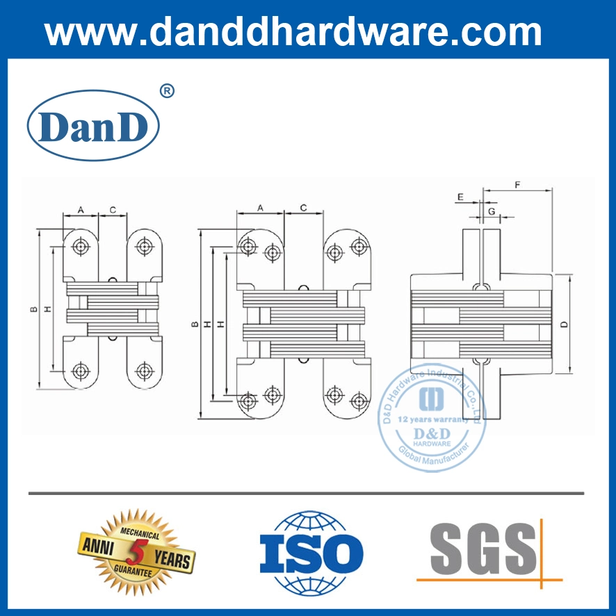 180 Grad Zink-Legierung Hardware Soft Closing Polnisch Chrome Versteckt Schrank Drehgelenk Scharnier Edelstahl Holz Eisen Heavy Duty Tür Unsichtbares Verdecktes Kreuzscharnier