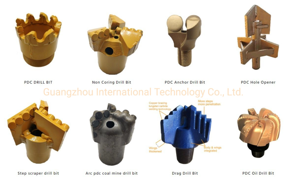 Pearldrill PDC Bit 112 mm 3 Wings Thread API 2 3/8" Pin Diamond Bits for Coal Miniing Rock Drilling