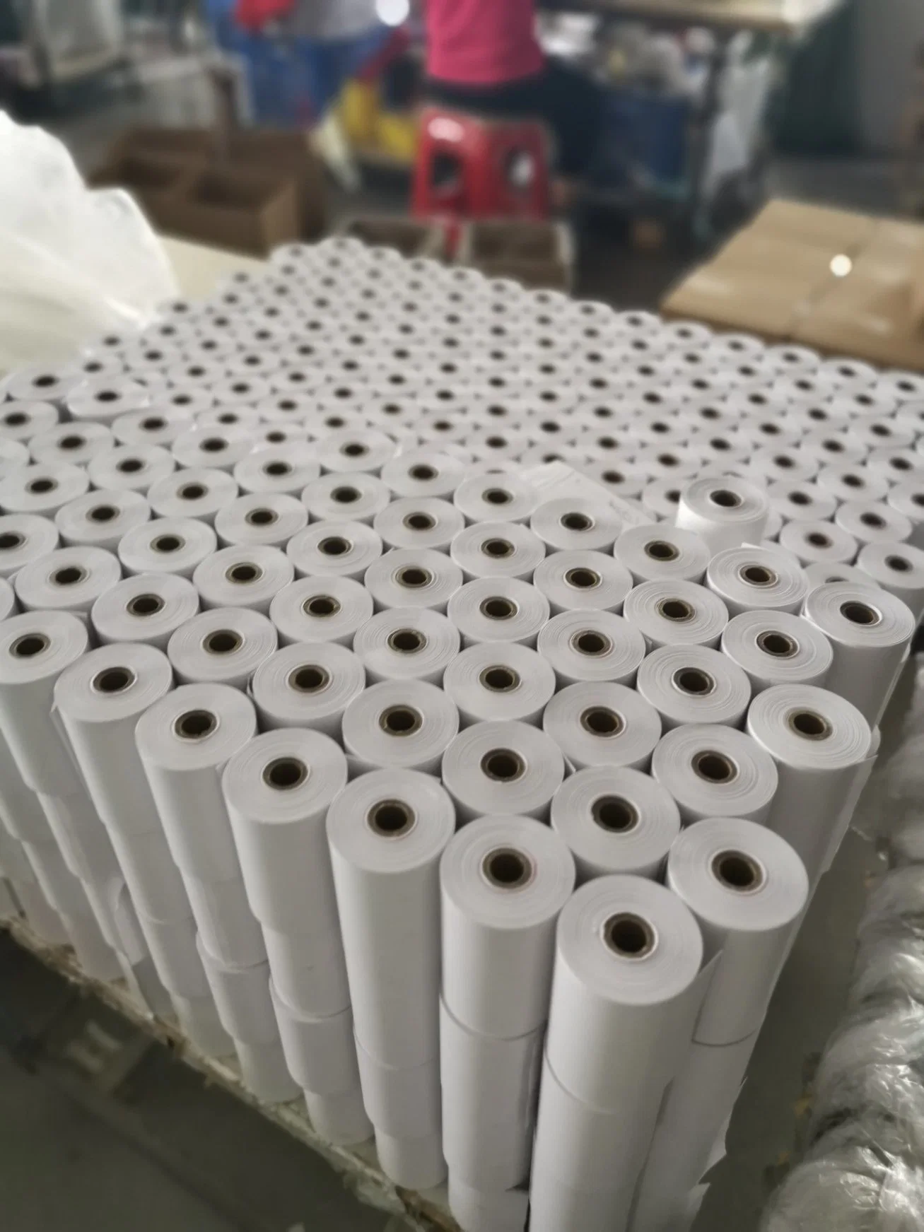 Thermal Paper Rolls in Supermarket