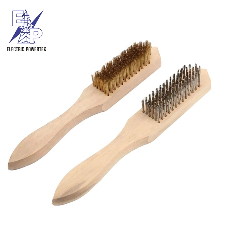 Wooden Handle Black Metal Wire Brush for Cleaning