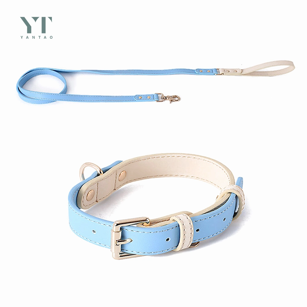 Couleurs personnalisées de luxe doux cuir PET Collar Paddly Waterproof Classic Collier pour chien en cuir véritable vache vegan