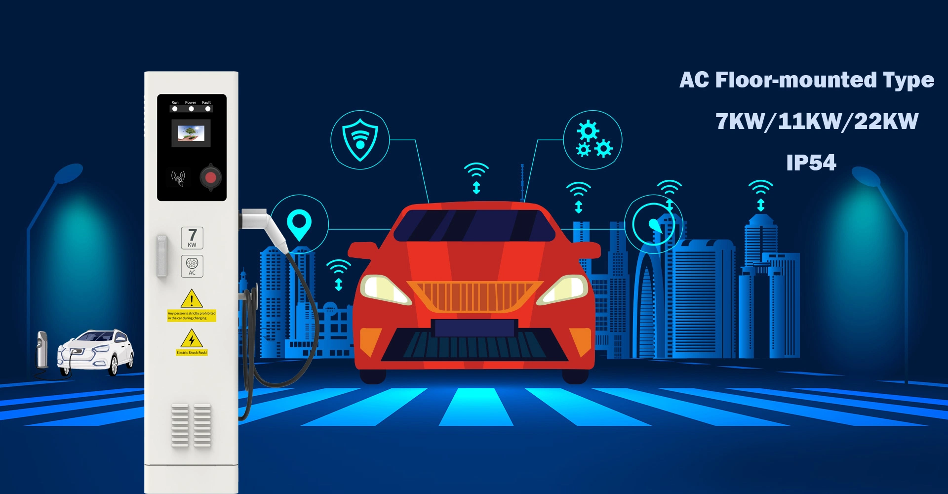 Bussines EV Charging Station AC Charging Electric Vehicle Charging Point (نقطة شحن السيارة الكهربائية بواسطة Buss 11 كيلو واط 22كيلو واط