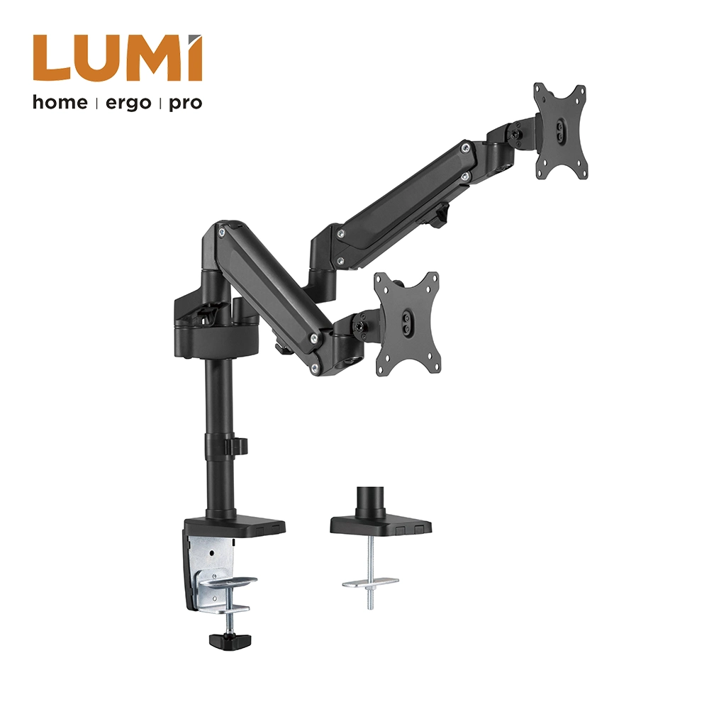 China Wholesale/Supplier Dual Monitors Lift Engine Arm Mount Heavy-Duty Desk Mount Aluminum Gas Spring Monitor Arm