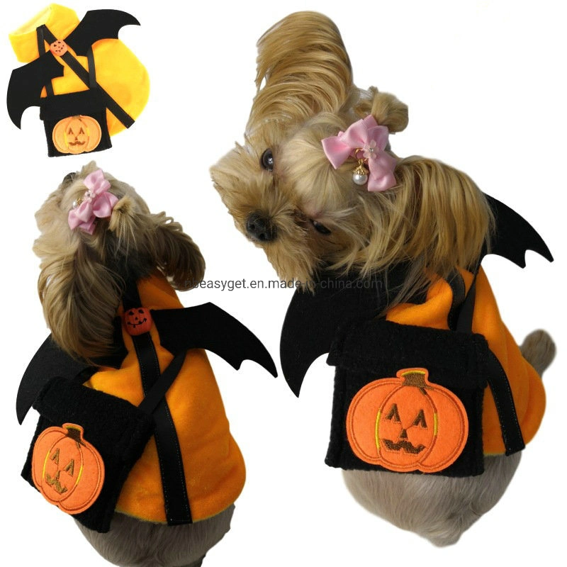 Fun Party Cute Pet Dog Yellow Costume with Bat Wings for Halloween Party Event, Cute Pet Halloween Costume for Cute Little Dogs Esg12765