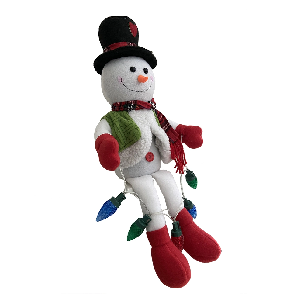 Último Regalo de Navidad luminoso LED Musical sentado el muñeco de nieve Doll juguete de felpa con la luz de la DECORACIÓN Decoración Festival