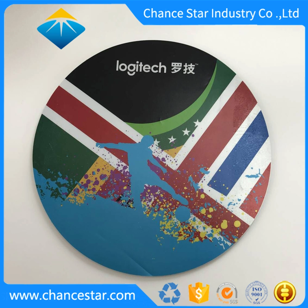 Custom Logo Printed Hard Surface Plastic Round Mouse Pad with EVA Back