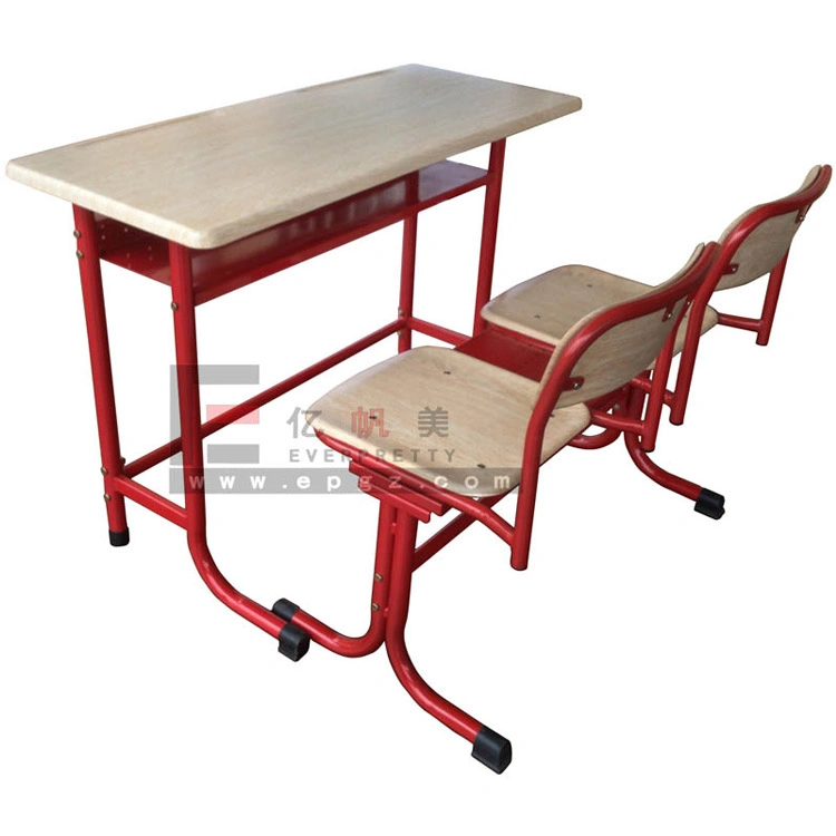 L'acier et bois Meubles de salle de classe de l'école Double Bureau et chaise fixe