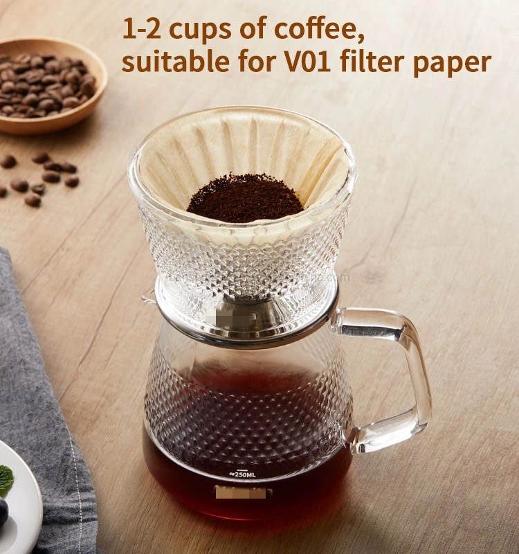 Hot Sale Heat Resistant Borosilicate Glass Coffee Filter Cup Pour Over Coffee Carafe Dripper for Drip Coffee