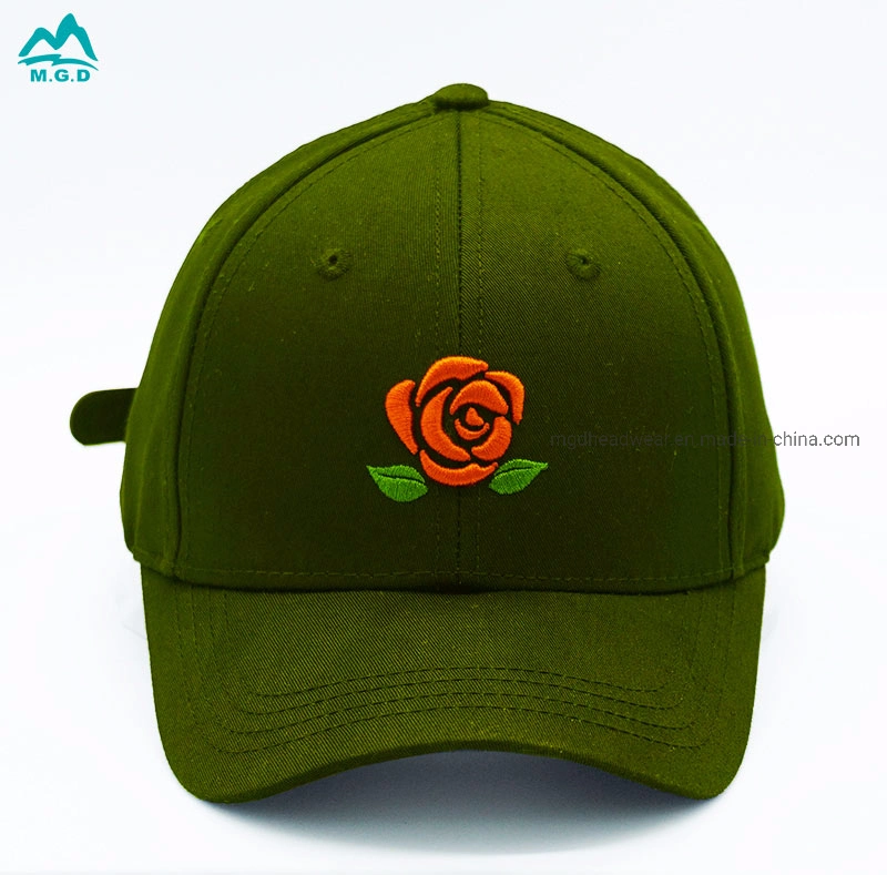 Customzied New Style Structured 6 Panel Embroidery Rose Dad Hat Fashion Cap Baseball Cap Hat