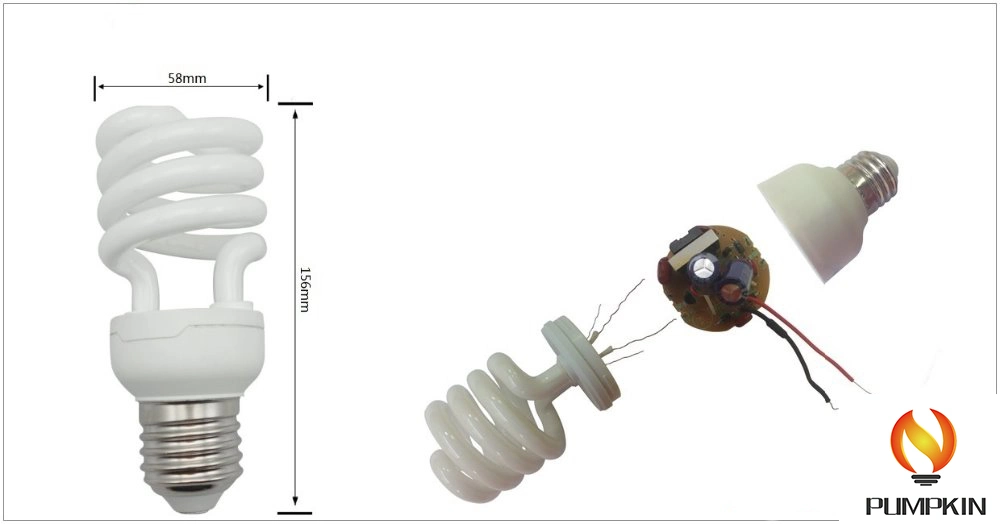 La moitié de la spirale 30W E27 6500K lampe fluorescente compacte