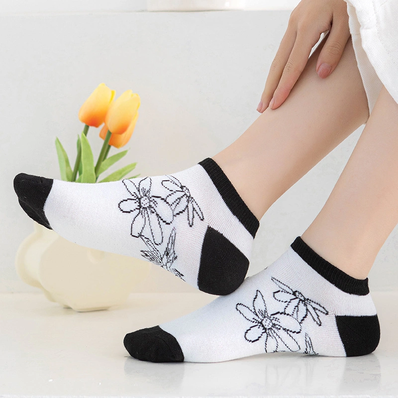 Men Women Cotton Summer Spring Custom Design Anti-Slip Sports Toe Socks