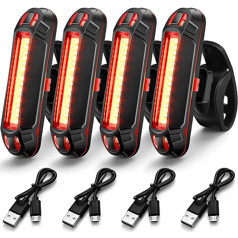 USB Rechargeable Flashlight Bicycle LED Laser Polyline Tail Light