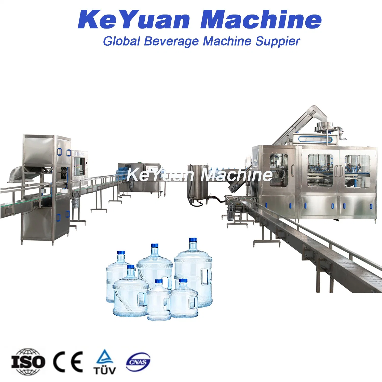 Machine de remplissage de bouteilles de 3 à 5 gallons d'eau minérale pure automatique pour ligne de production d'usine d'embouteillage pour baril distributeur de 12L / 15L / 20L.