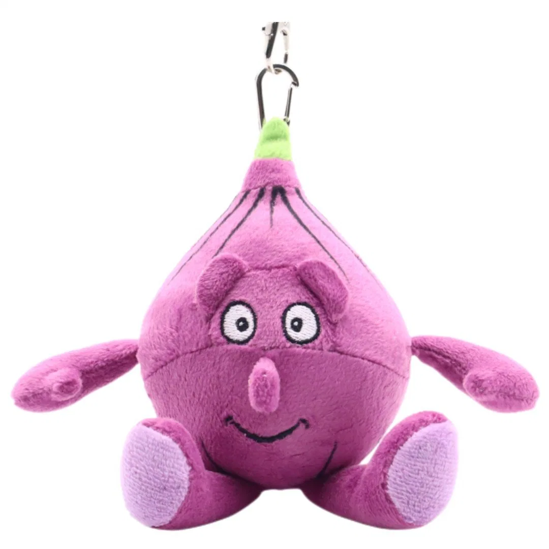 Custom mignon drôle de légumes des jouets en peluche doux petit oignon violet assis court clip Key Ring 16cm Sac farcies de chaîne de clé