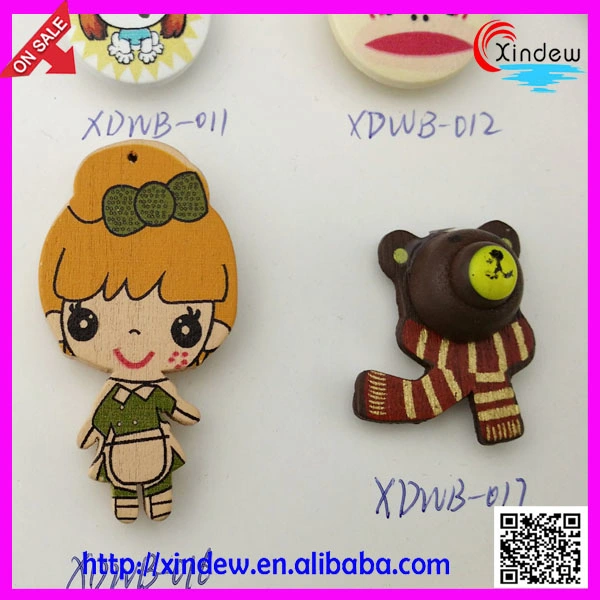 Animal Shape Cartoon Kids Wooden Button