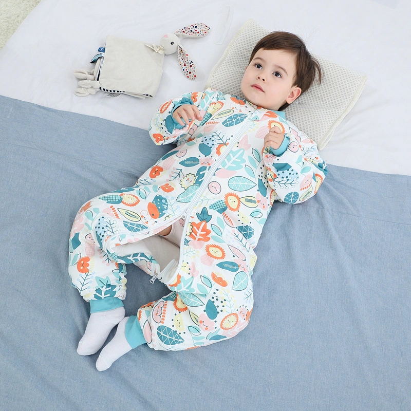 Thin Cotton Baby Pajamas Long Sleeve Kick Proof Cotton Detachable Infant Sleeping Bag