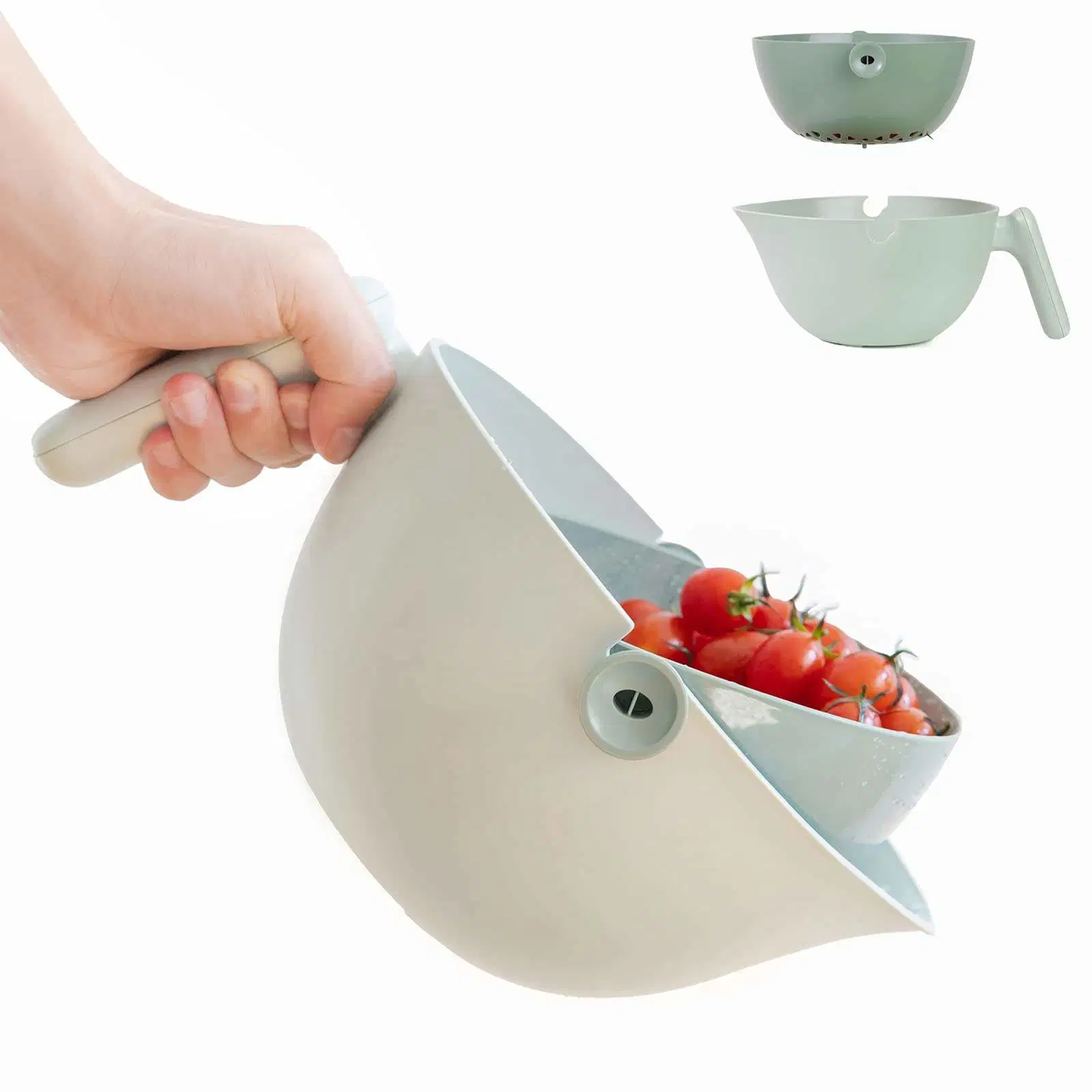 Fruit Wash Colander Drain Basket Strainer Bowl Set Kitchen Creative Gadget Light Green 2 in 1 Colander Food Strainer with Handle