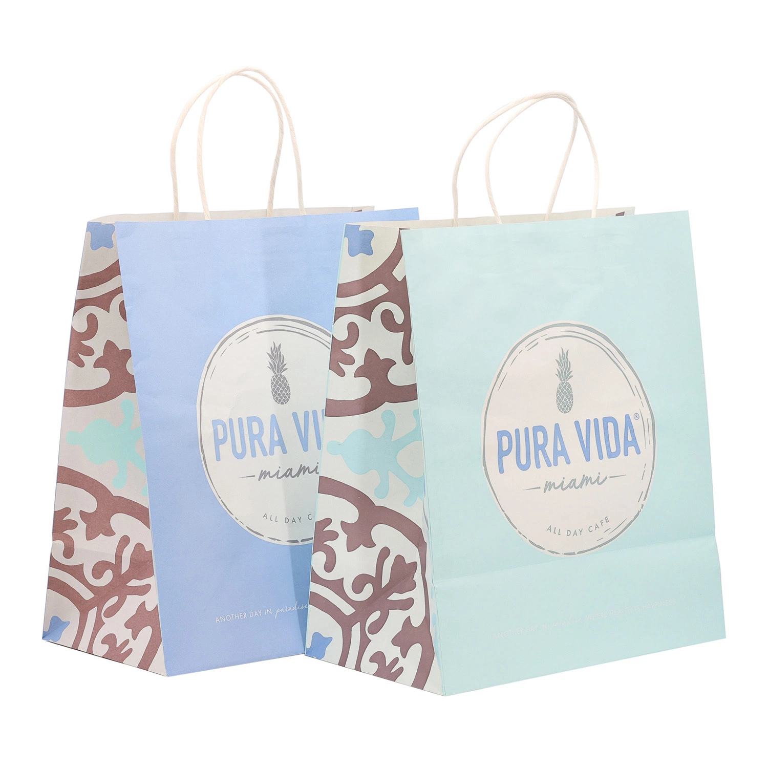 Trenzado de café envasado portador de la palanca reciclado personalizado promocional impreso Arte bolsas de papel Kraft de regalo