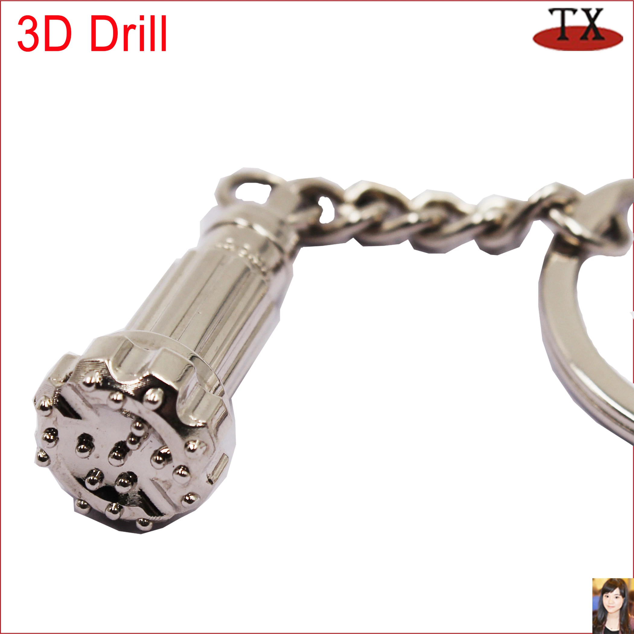 Blue Color Big Size Tricone Drill Key Chain For Petroleum Industry Gift