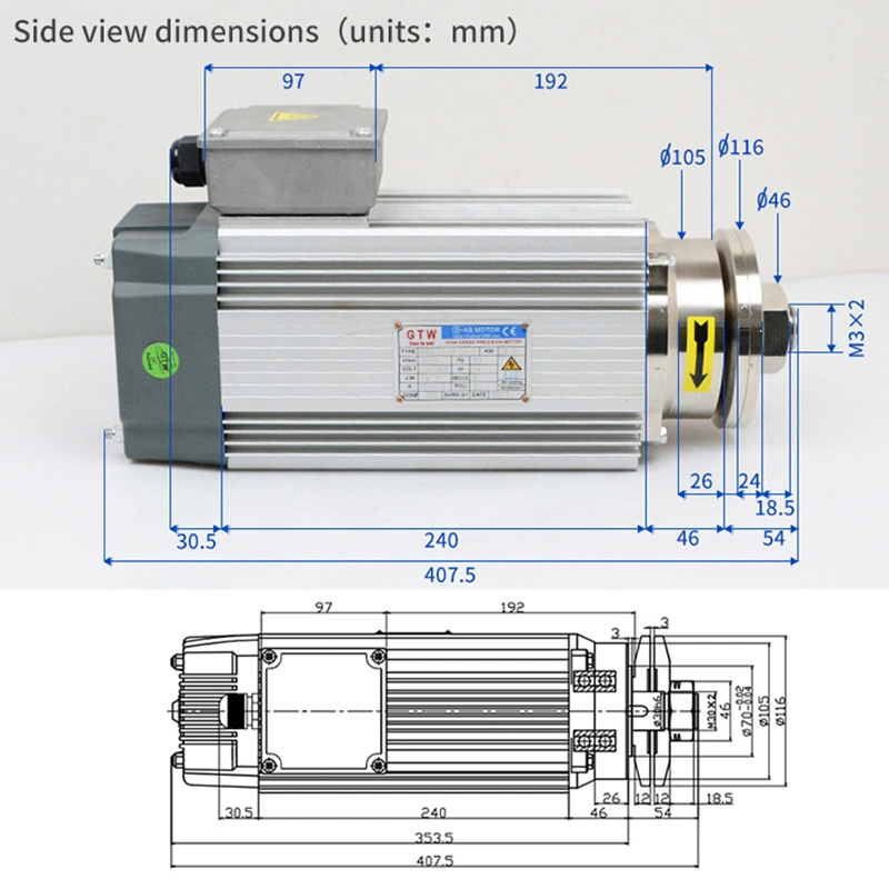 3kw Air Cooling High Speed Saw Blade 3 Phase Induction Grinder Spindle Motor for Aluminium Cutting