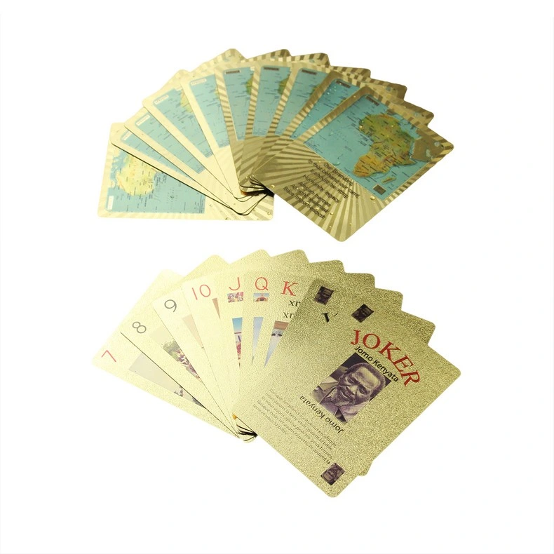 Cartões pretos impermeáveis suaves de PVC Poker de plástico de nova qualidade Jogos de tabuleiro de Poker duráveis e de oferta criativa banhados a ouro