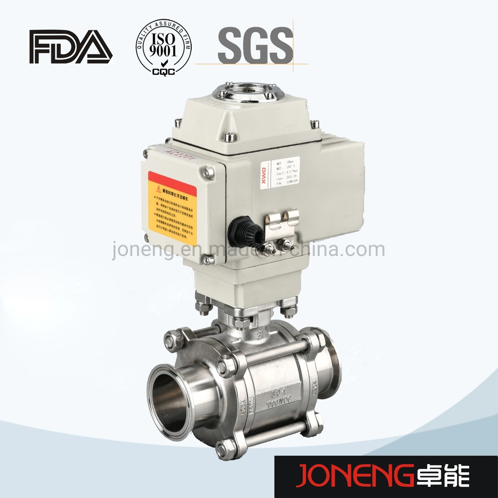 Stainless Steel Food Grade Three Piece Ball Valve with Pneumatic Actuator